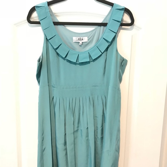 Tibi Lillian Silk Scoop Dress Tiffany Blue - Picture 2 of 3